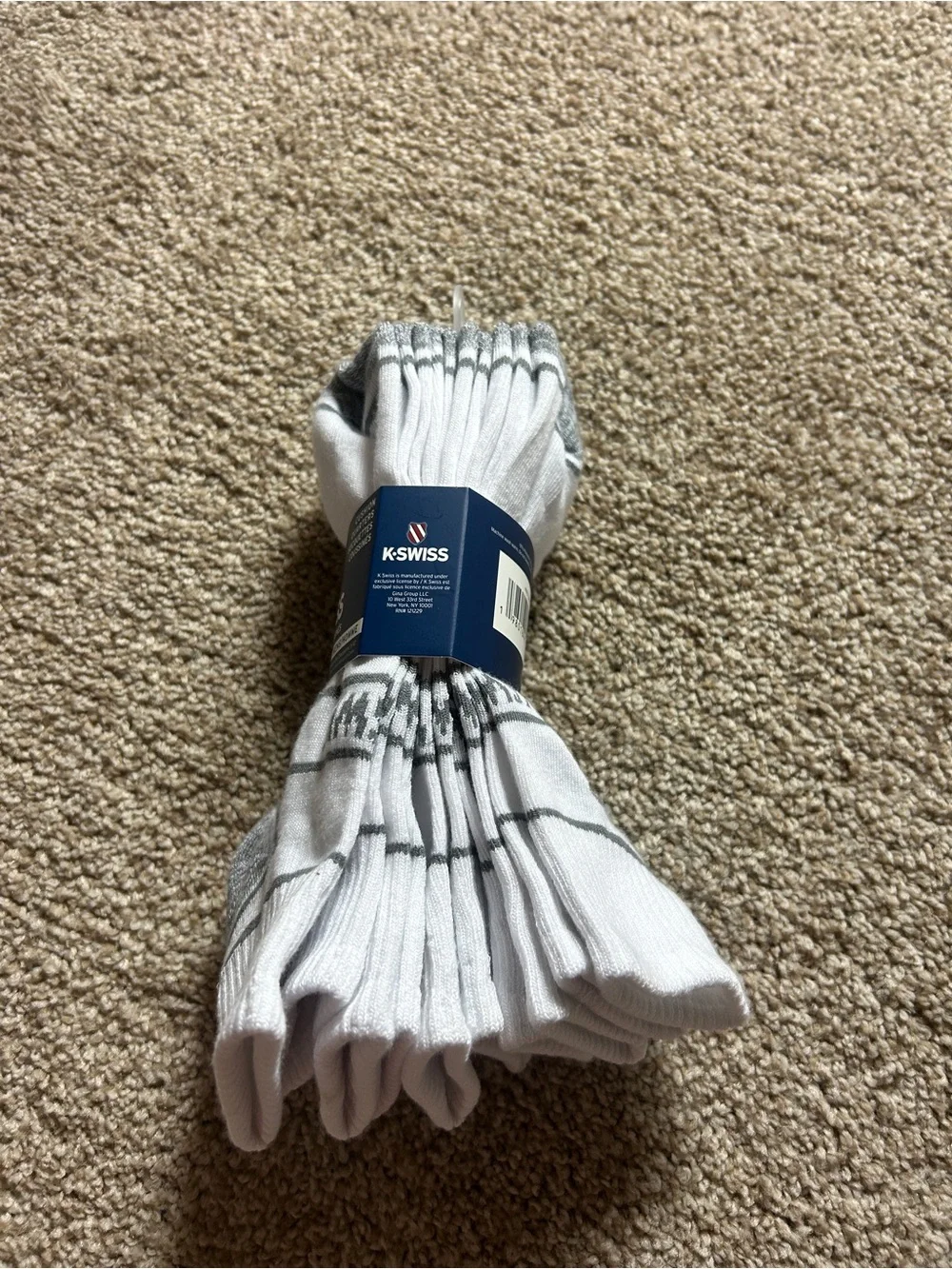 K-Swiss Men's Cushion Low Cut Athletic Socks 5 Pair White Gray Shoe Size 6-12